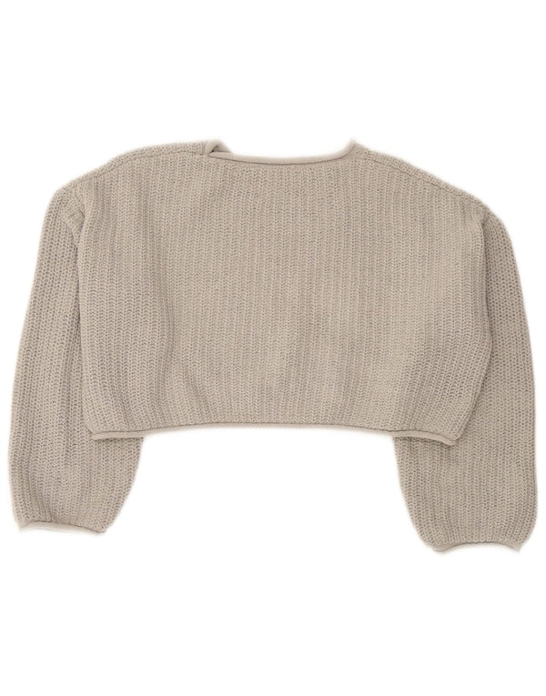 Zara Mädchen-Pullover, lockere Passform, bauchfrei, Rundhalsausschnitt, 11–12 Jahre, Grau