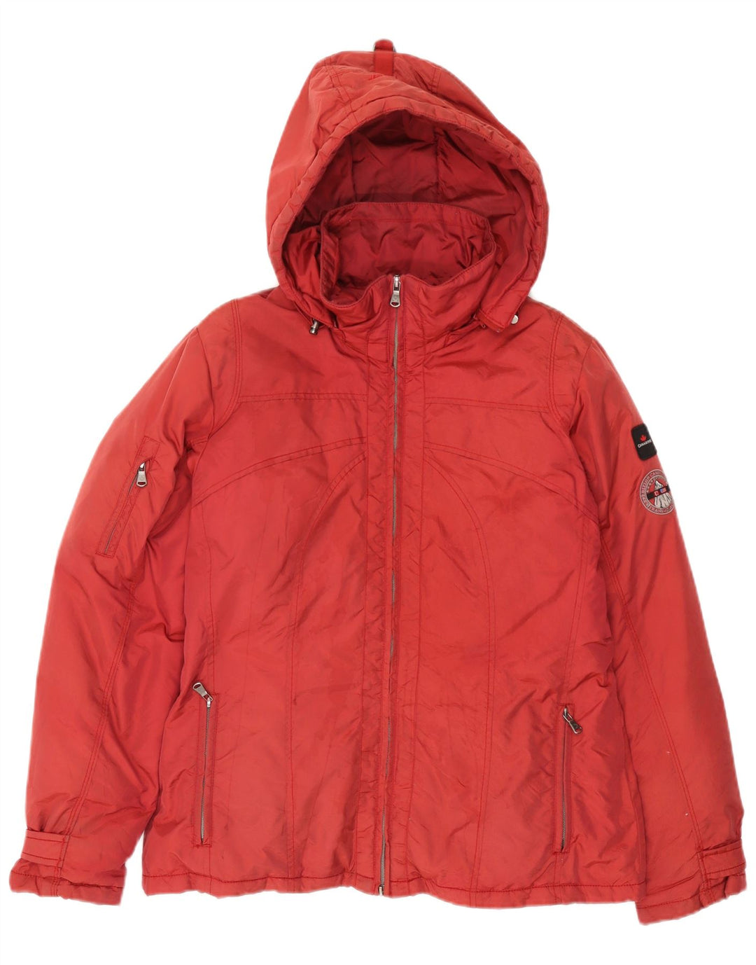 Canadiens Herren-Jacke mit Kapuze, gepolstert, IT 50, großes rotes Nylon