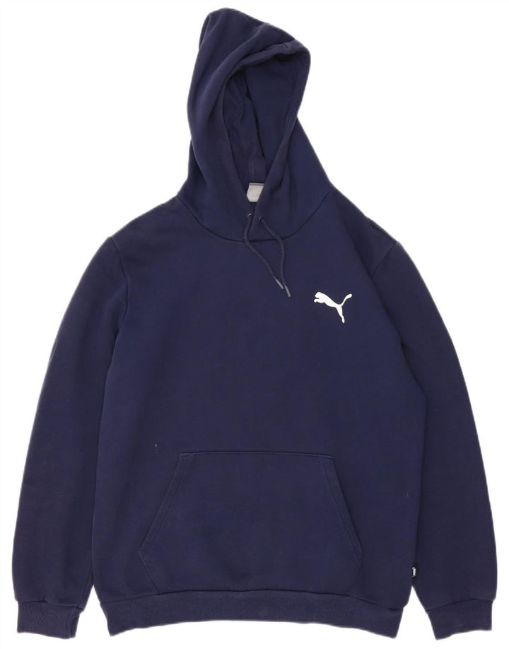 PUMA Mens Hoodie Jumper Medium Navy Blue Cotton
