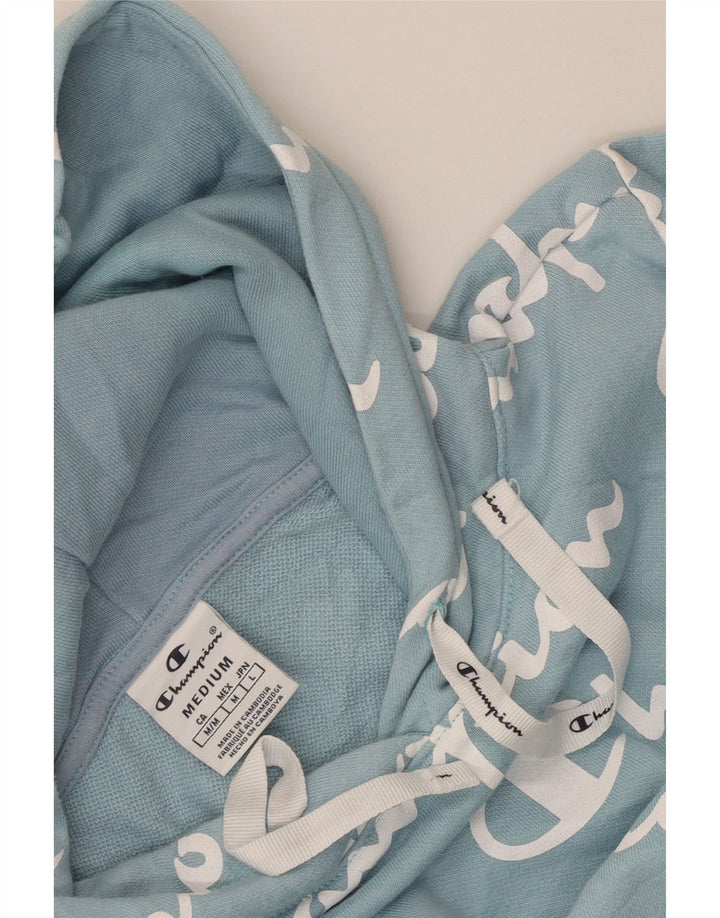 CHAMPION Damen Graphic Hoodie Pullover UK 12 Mittelblau