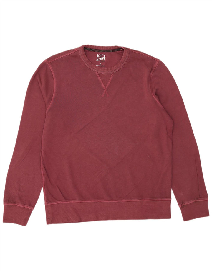 White Stuff Herren-Sweatshirt, Pullover, Größe L, Burgunderrot, Baumwolle