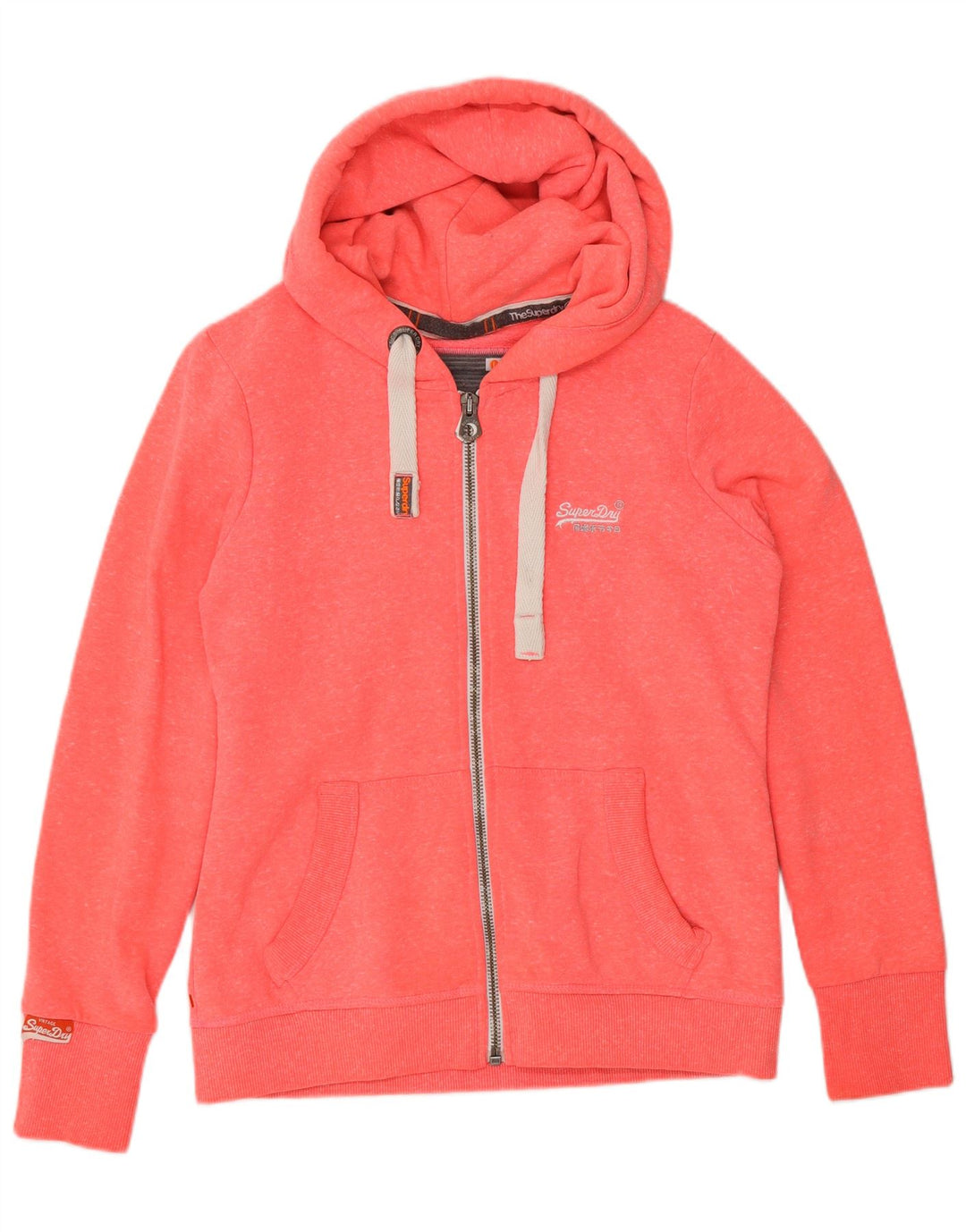 Superdry Damen-Kapuzenpullover mit Reißverschluss, UK 16, Größe L, Rosa, Polyester