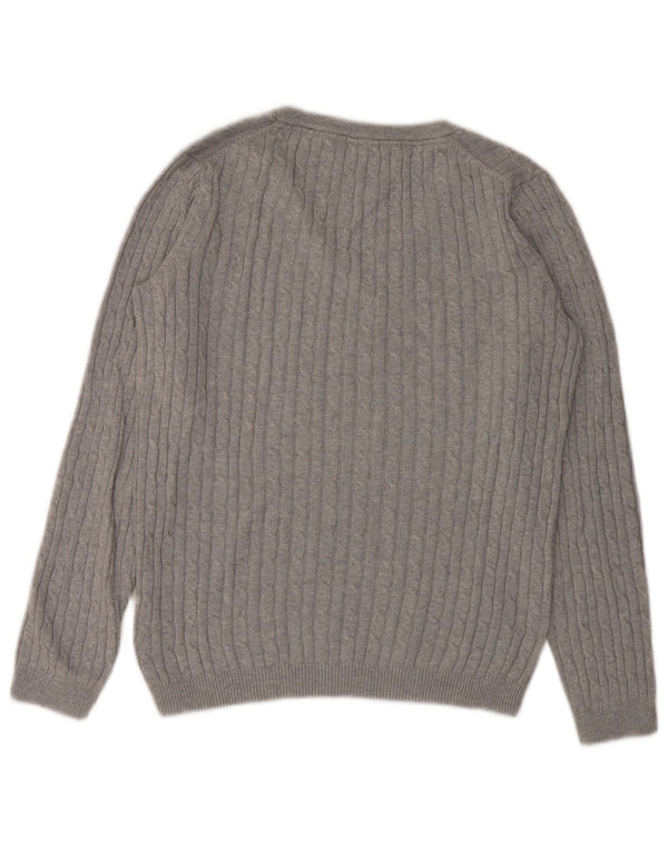 Crew Clothing Damen-Pullover mit V-Ausschnitt, UK 12, mittelgraue Baumwolle