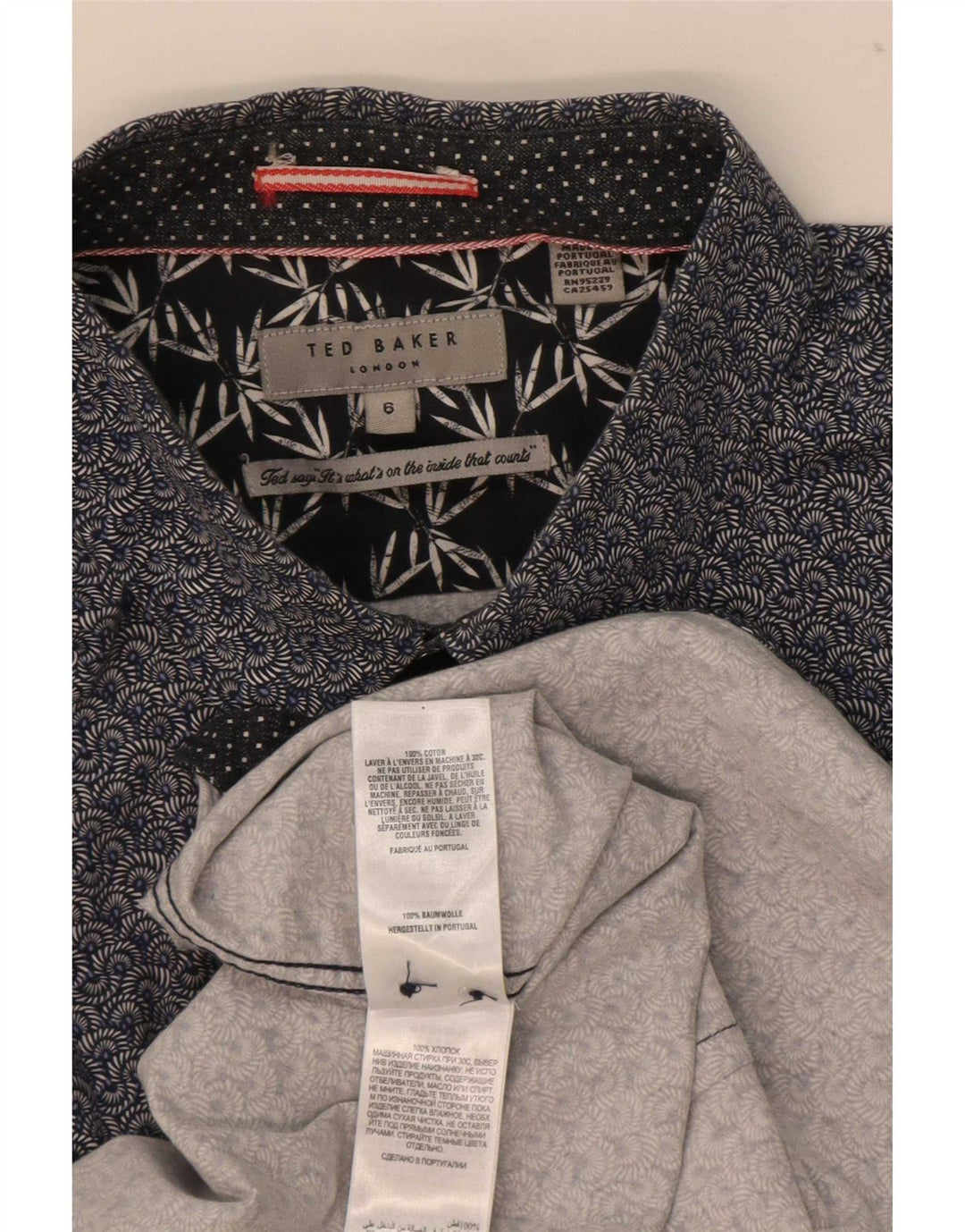 Ted Baker Herrenhemd, Größe 6 2XL, Marineblau, Blumenmuster, Baumwolle