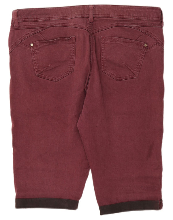 Marks & Spencer Damen Per Una Jeansshorts mit hoher Taille W36 XL Burgunderrot