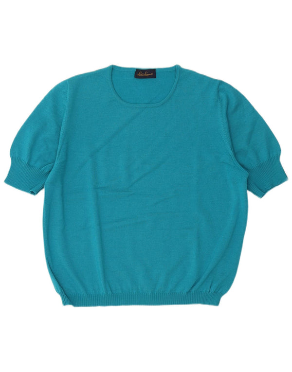 LUISA SPAGNOLI Damen Pullover mit kurzen Ärmeln und U-Boot-Ausschnitt, Gr. 18, XL, Blau