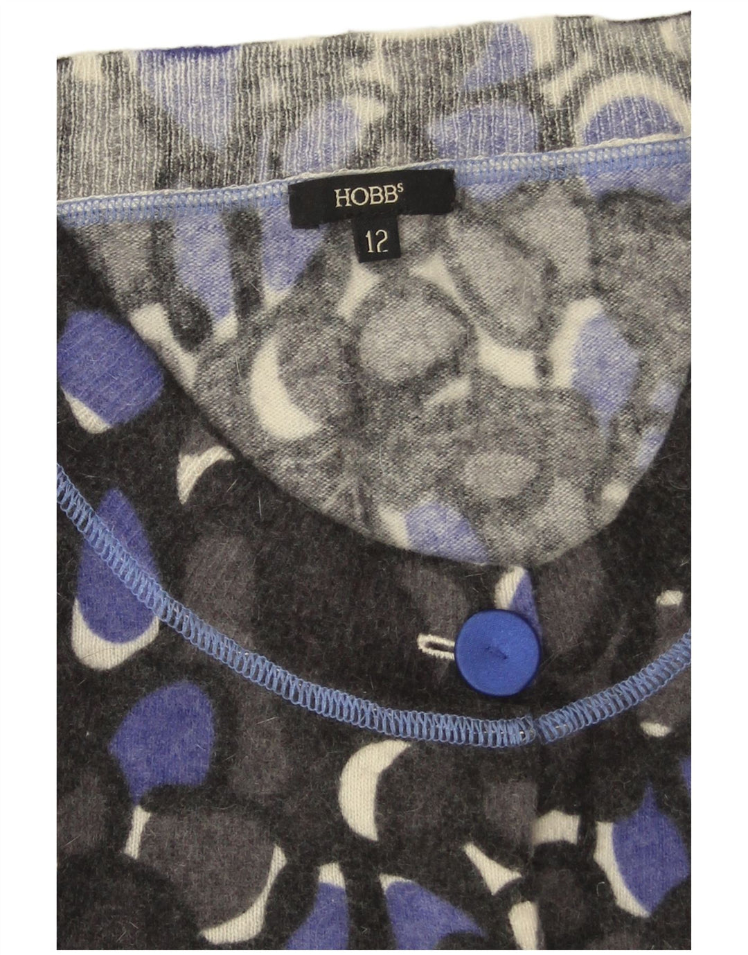 Hobbs Damen-Cardigan-Pullover UK 12 Mittelgraue geblümte Lammwolle