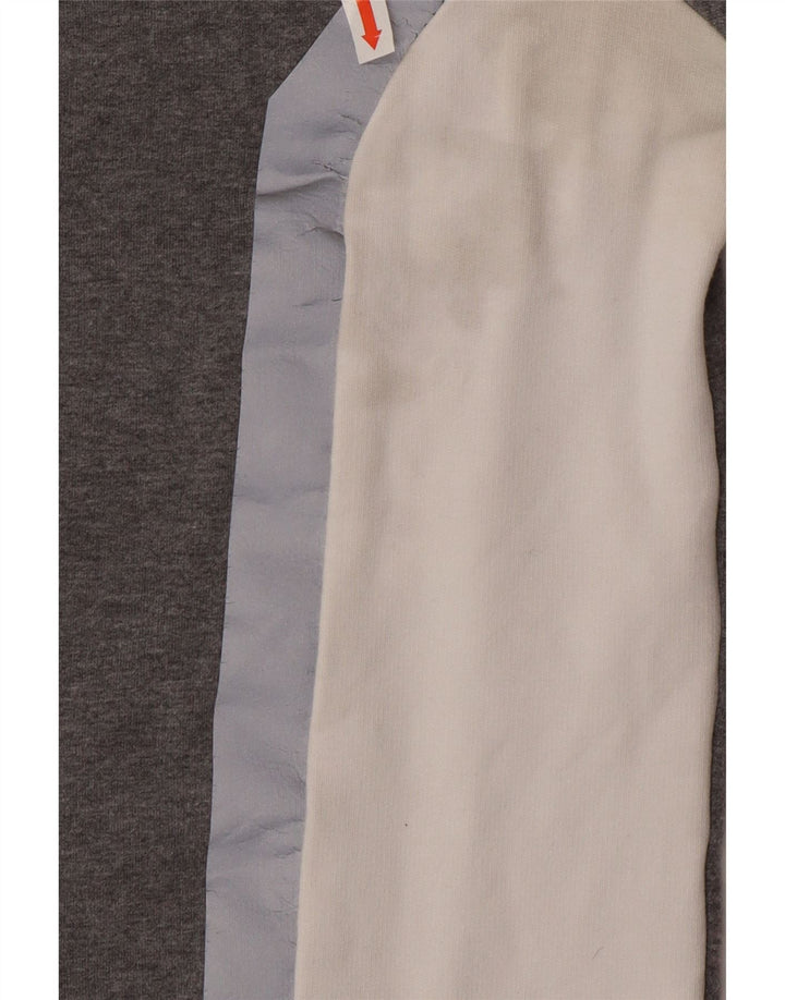 Guess Damen-Sweatshirt-Pullover IT 42 Mittelgraue Colourblock-Baumwolle