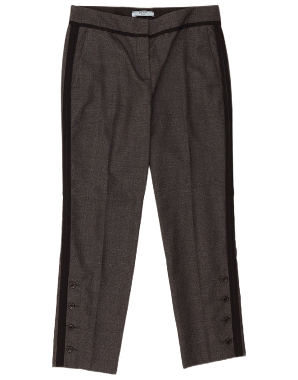 Schmale Freizeithose für Damen von Prada, Größe 40, Größe S, W26, L28, Grau, Farbblock