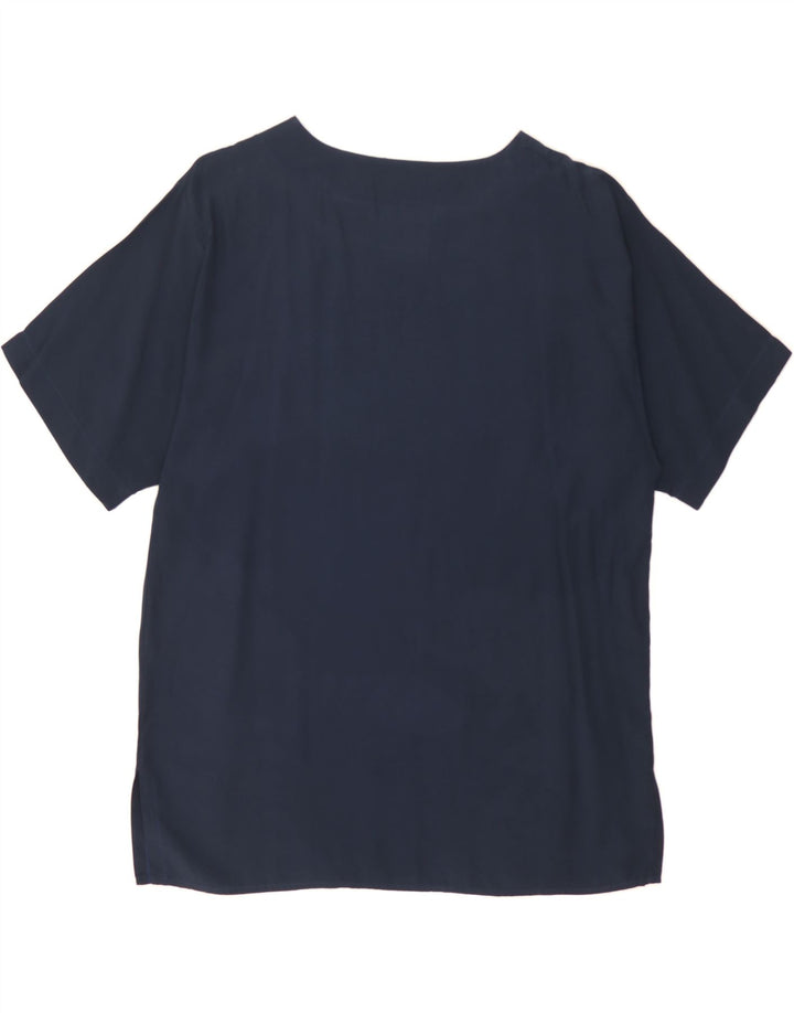MANGO Womens Graphic Blouse Top IT 48 XL Navy Blue Viscose Vintage Mango and Second-Hand Mango from Messina Hembry 