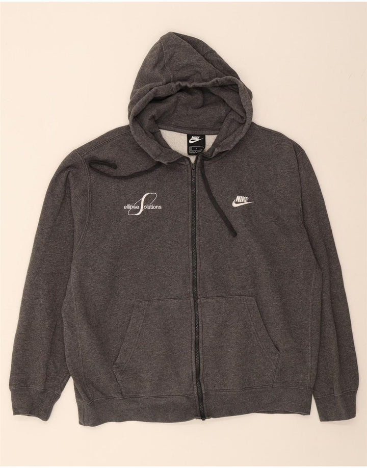 NIKE Mens Zip Hoodie Sweater Large Grey Cotton Vintage Nike and Second-Hand Nike from Messina Hembry 