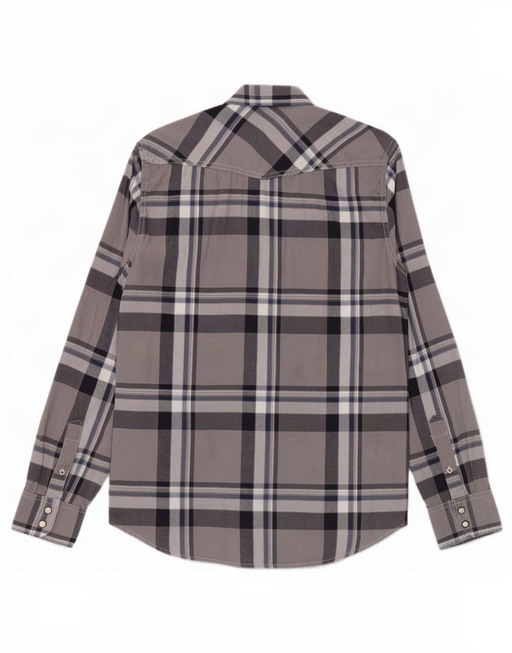 American Eagle Outfitters Herren-Hemd in Vintage-Passform, klein, grau kariert, Baumwolle