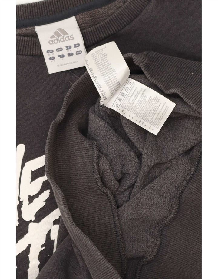 Adidas Herren Graphic Sweatshirt Pullover UK 38/40 Mittelgraue Baumwolle