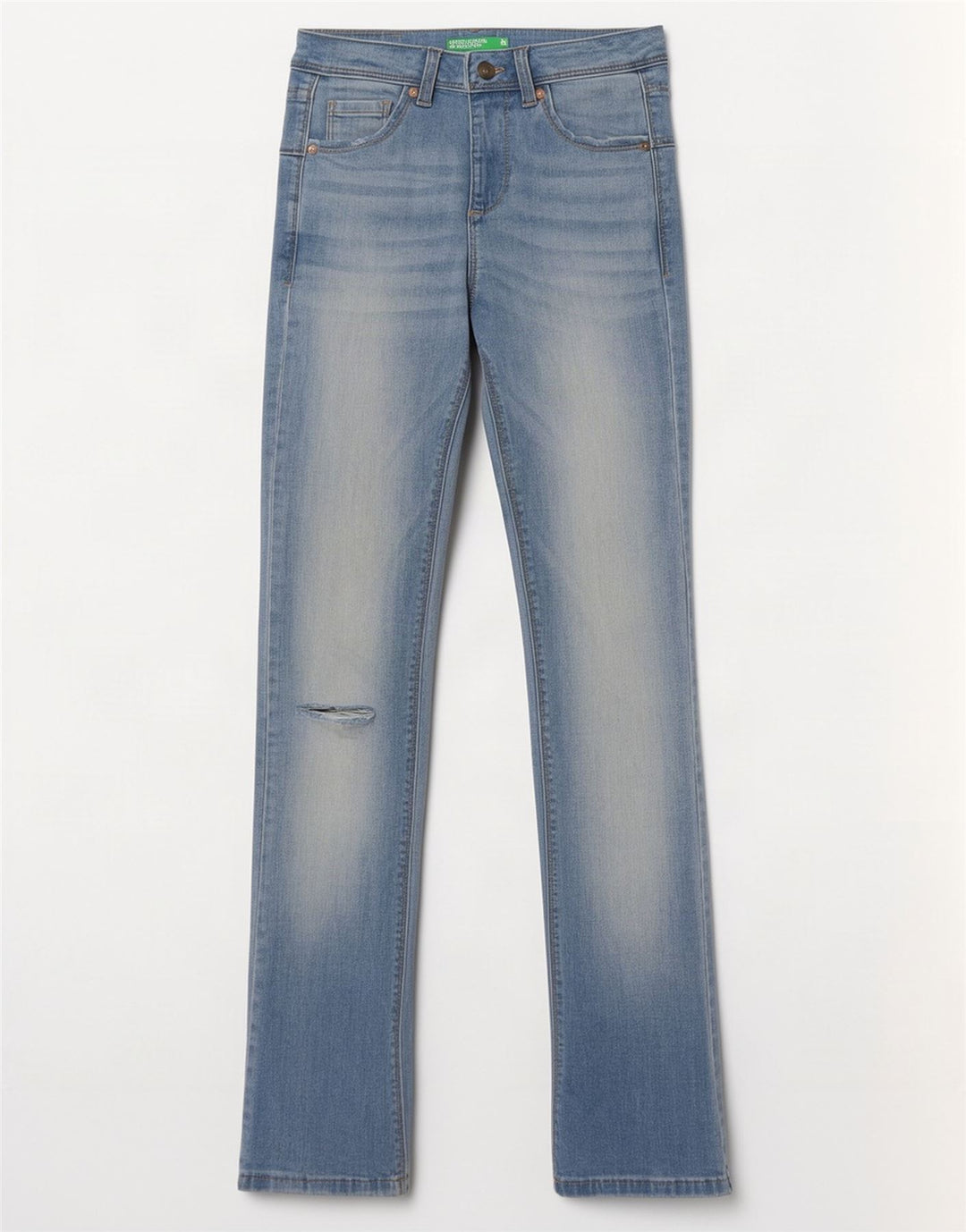 Benetton Damen Distressed Slim Bootcut Jeans W26 L31 Blau
