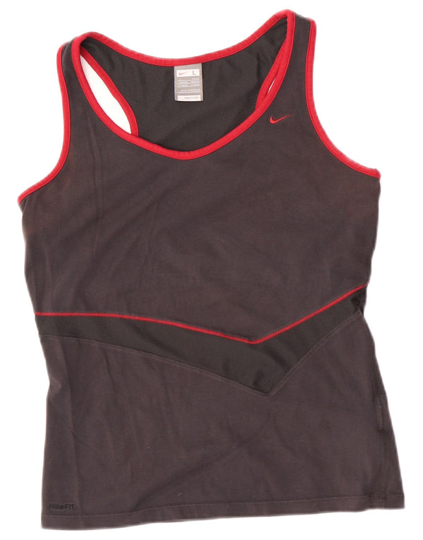 Nike Damen Weste Top UK 14/16 Large Graue Baumwolle