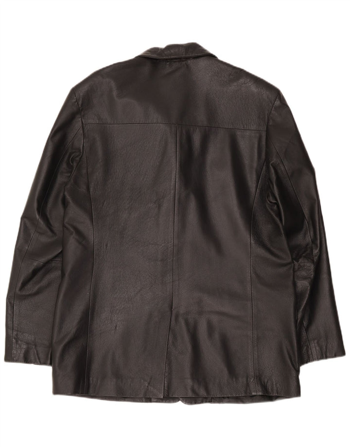 Vintage Herren Leder 2 Knopf Blazer Jacke UK 36 Small Black Classic