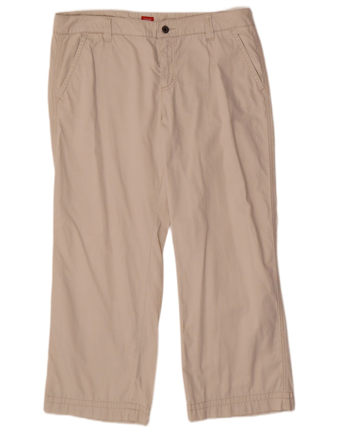 ESPRIT Gerade geschnittene Damenhose, UK 16, Größe L, W34, L26, Beige, Baumwolle