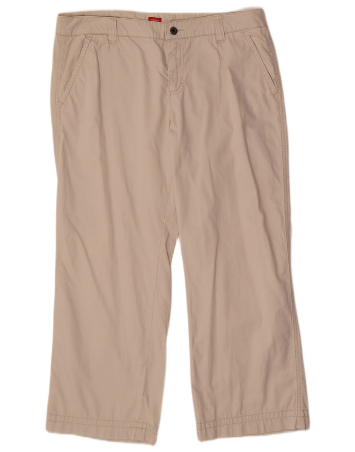 ESPRIT Gerade geschnittene Damenhose, UK 16, Größe L, W34, L26, Beige, Baumwolle