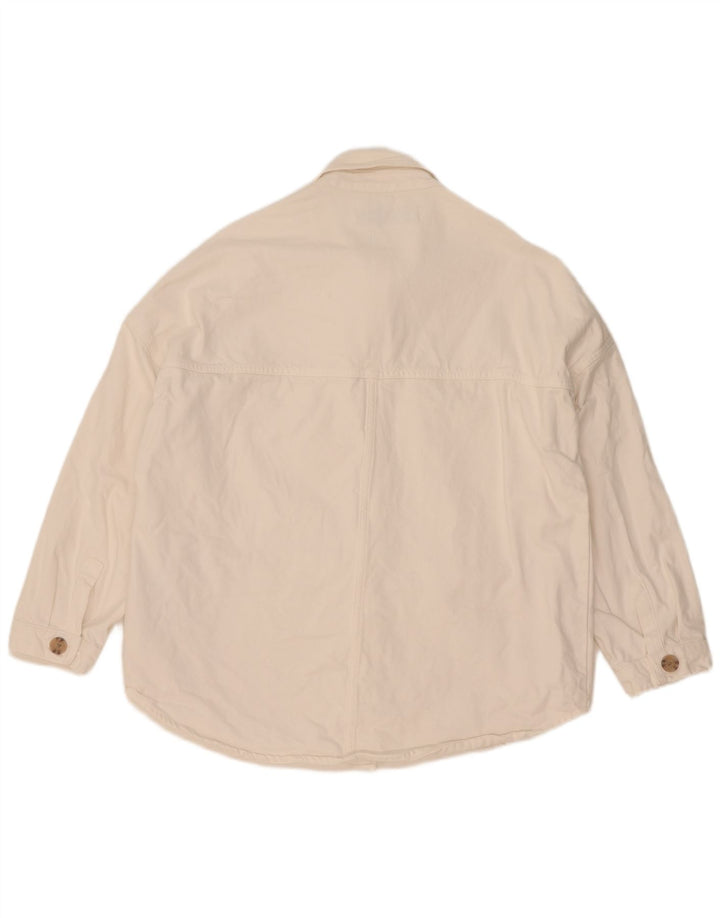 Übergroße Jeansjacke für Damen von Zara, UK 14, mittelweiße Baumwolle