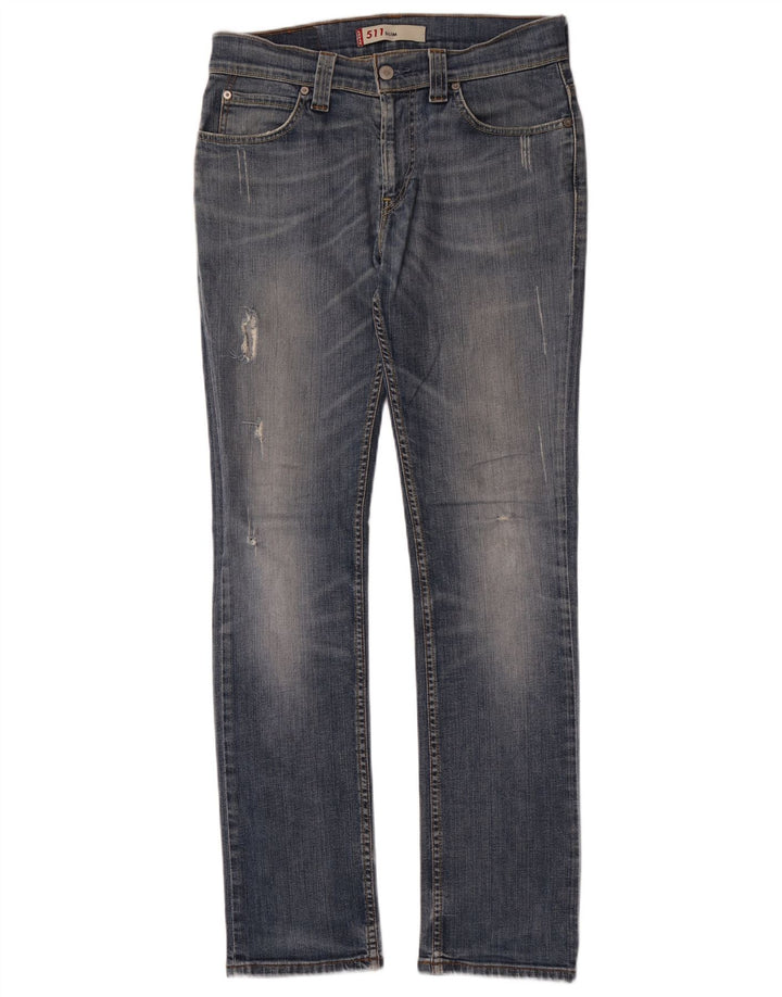 Levi's Herren 511 Distressed Slim Jeans W33 L34 Blau
