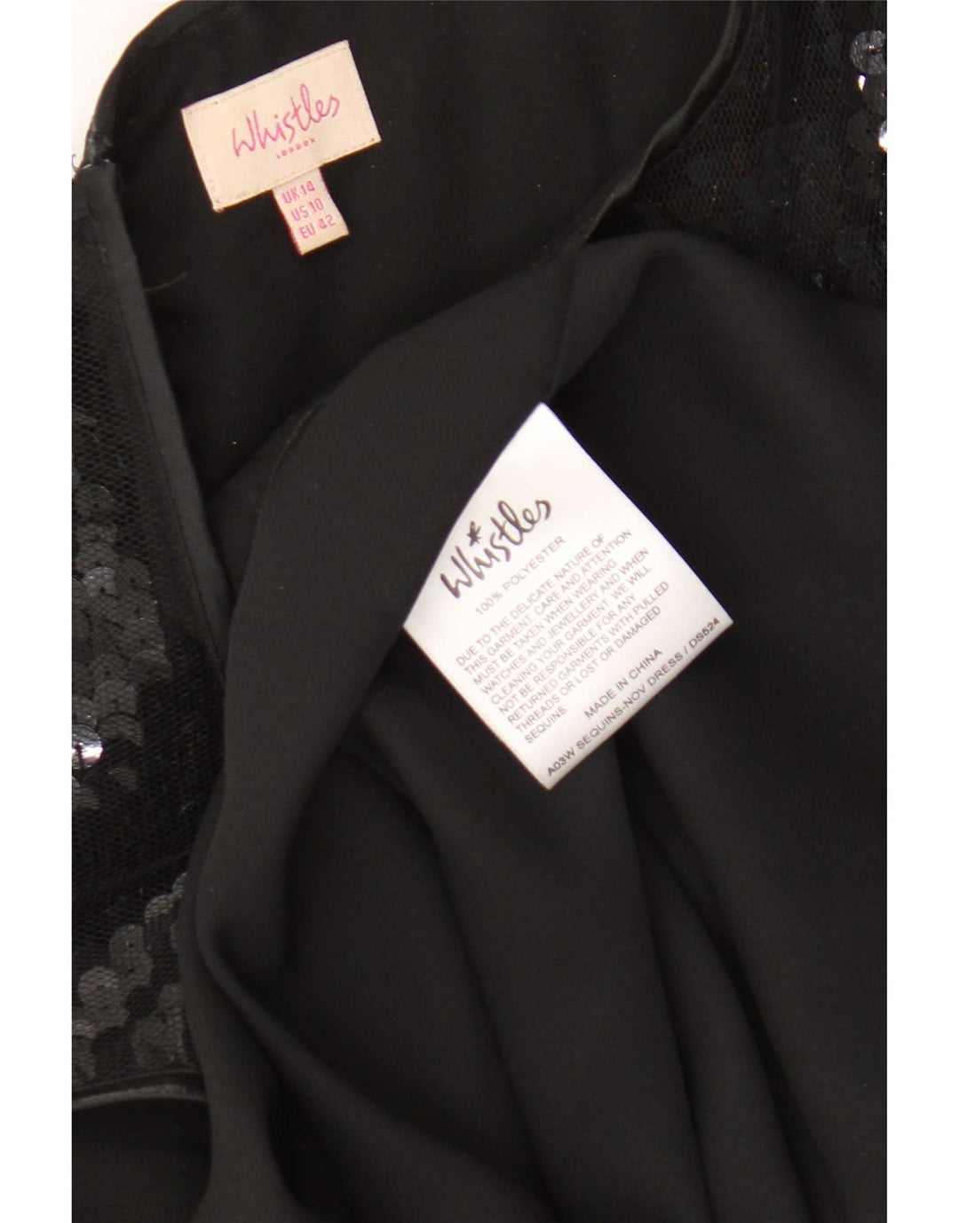 Whistles Ärmelloses Damen-Etuikleid mit Pailletten, Gr. 44, Größe L, Schwarz, Polyester
