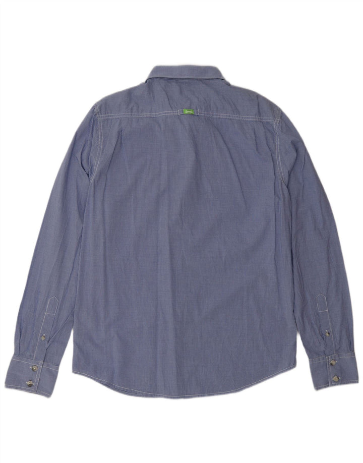 SUPERDRY Herrenhemd XL aus blauer Gingham-Baumwolle