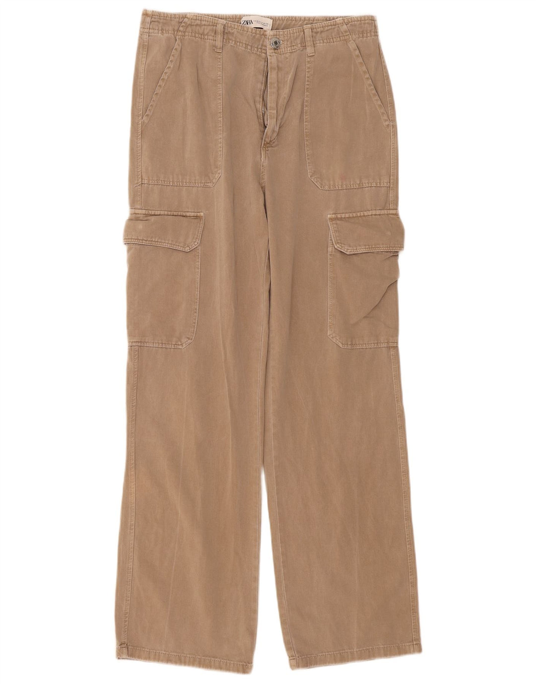 Zara Damen gerade Cargohose EU 40 Medium W30 L31 Beige