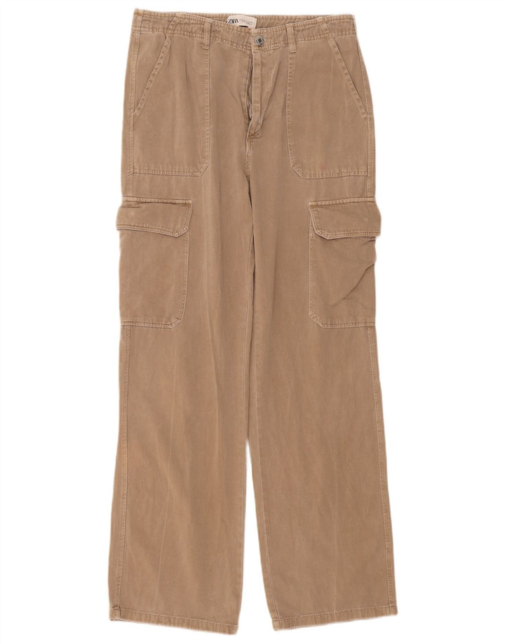 Zara Damen gerade Cargohose EU 40 Medium W30 L31 Beige