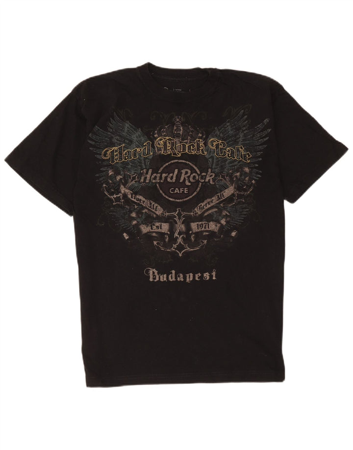 Hard Rock Cafe Herren Budapest Grafik-T-Shirt aus mittelschwarzer Baumwolle
