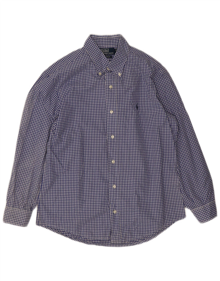 Polo Ralph Lauren Herrenhemd Größe 39 15 1/2 Mittel Marineblau Gingham