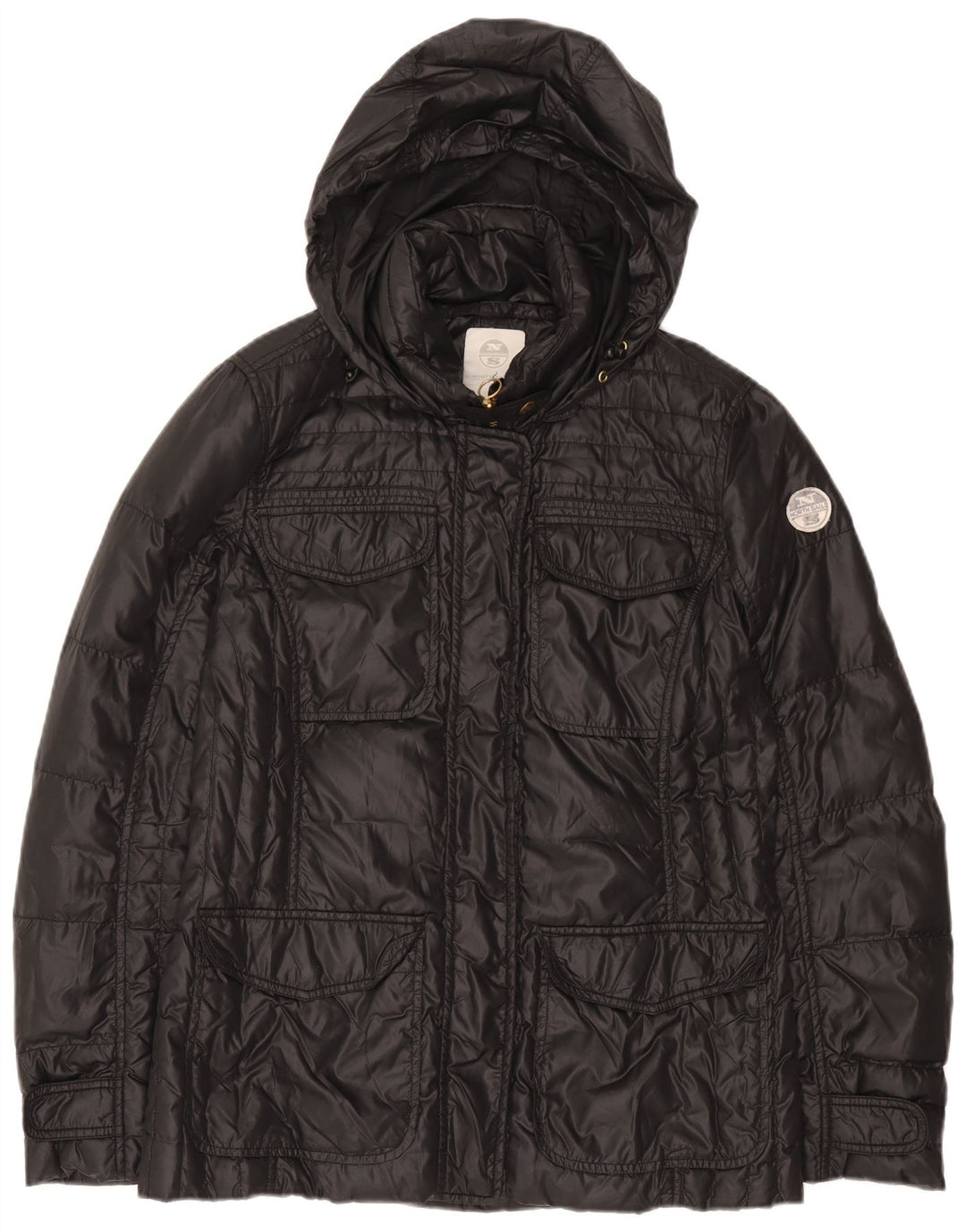 North Sails Damen-Jacke mit Kapuze, gepolstert, UK 16, Größe L, Schwarz, Polyamid