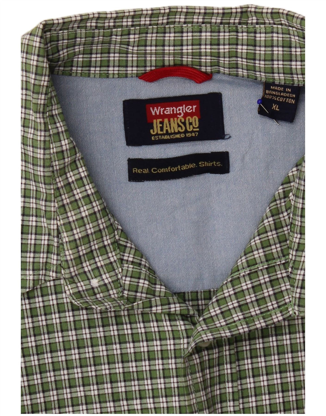 Wrangler Herren Kurzarmhemd XL grün kariert Baumwolle