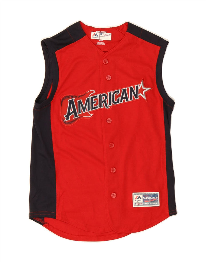 MAJESTIC Boys Graphic Jersey Top 10-11 Years Small Red Colourblock Vintage Majestic and Second-Hand Majestic from Messina Hembry 