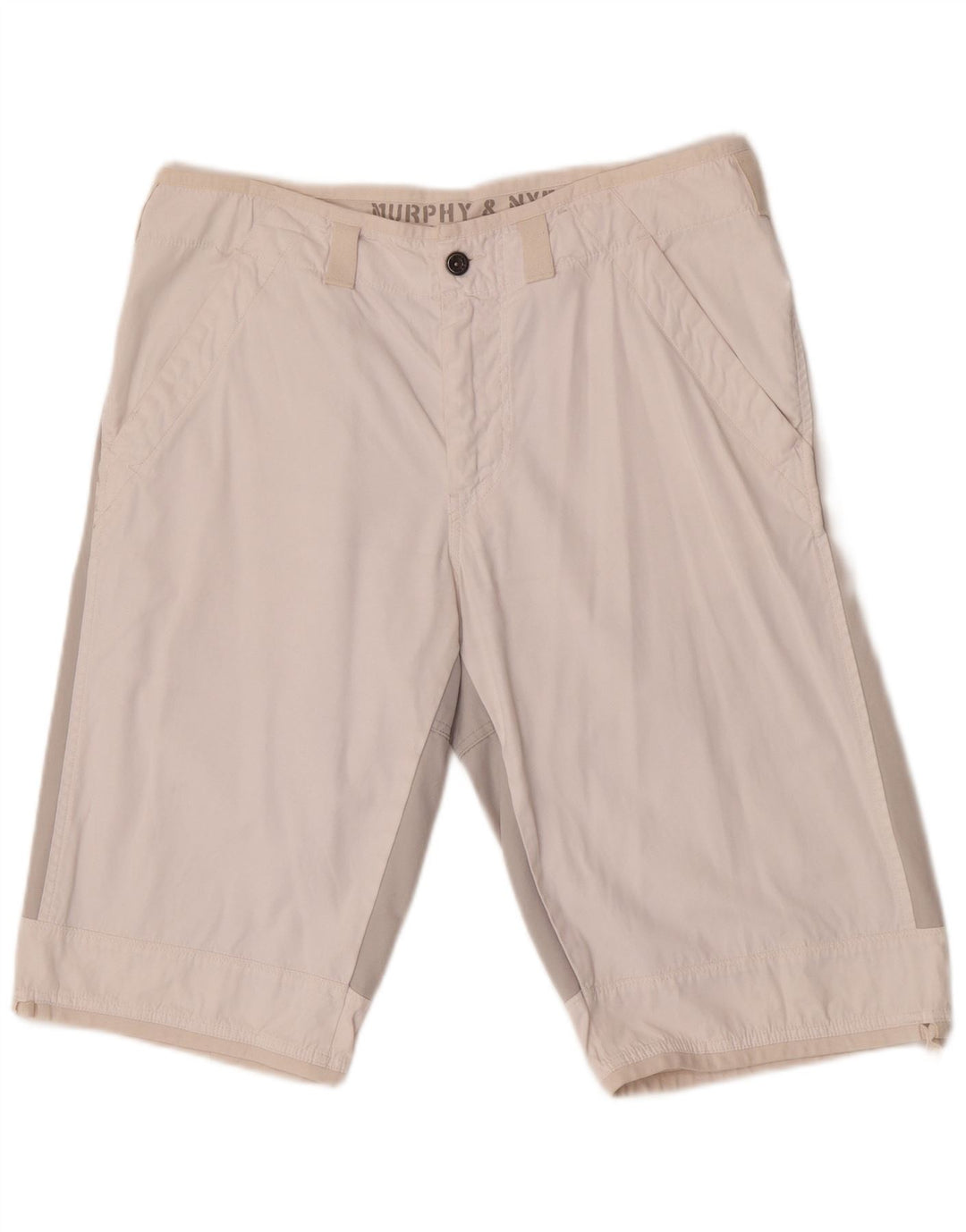 Murphy & Nye Herren Sailmakers Chino Shorts W34 Large Weiß Farbblock