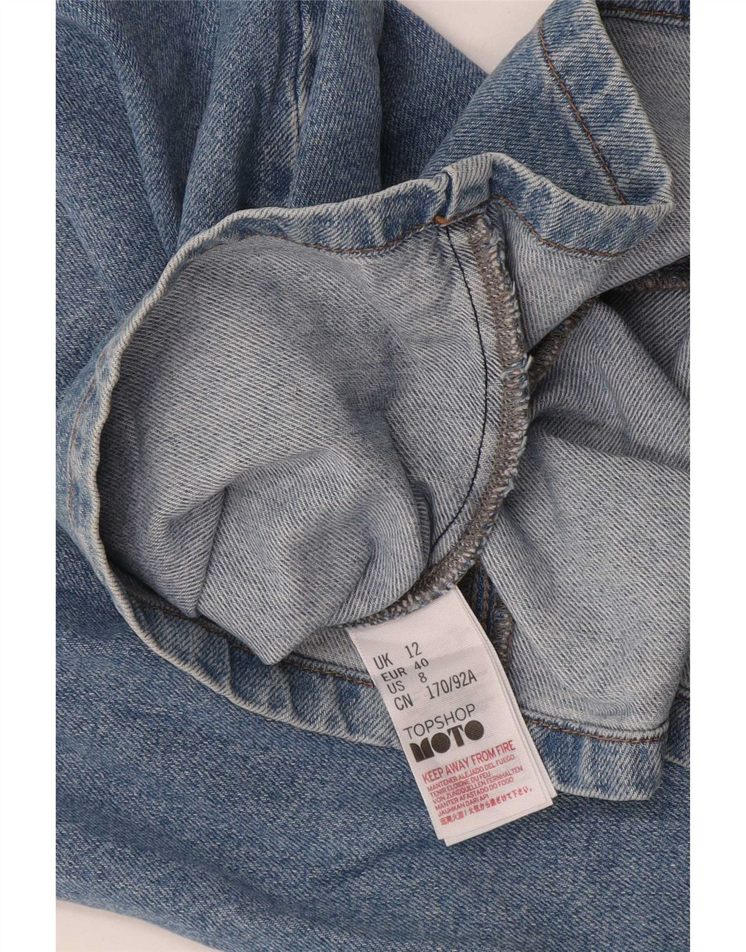 Topshop Damen Latzkleid UK 12 Mittelblaue Baumwolle