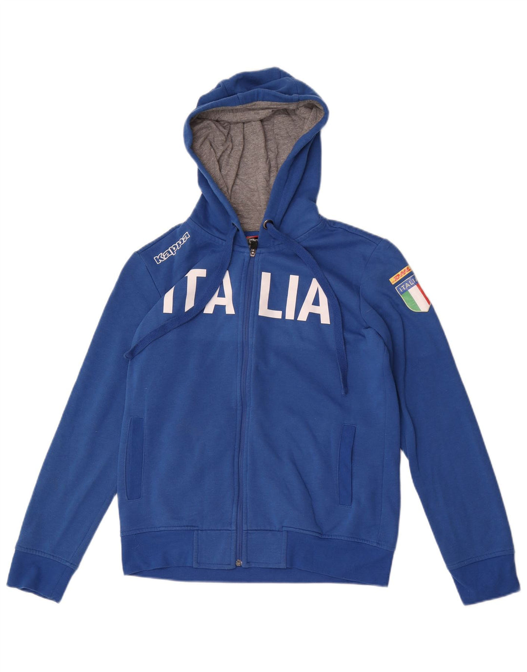 Kappa Herren Italia Graphic Zip Hoodie Pullover Großes blaues Polyester