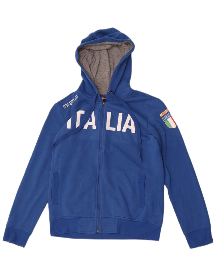 Kappa Herren Italia Graphic Zip Hoodie Pullover Großes blaues Polyester