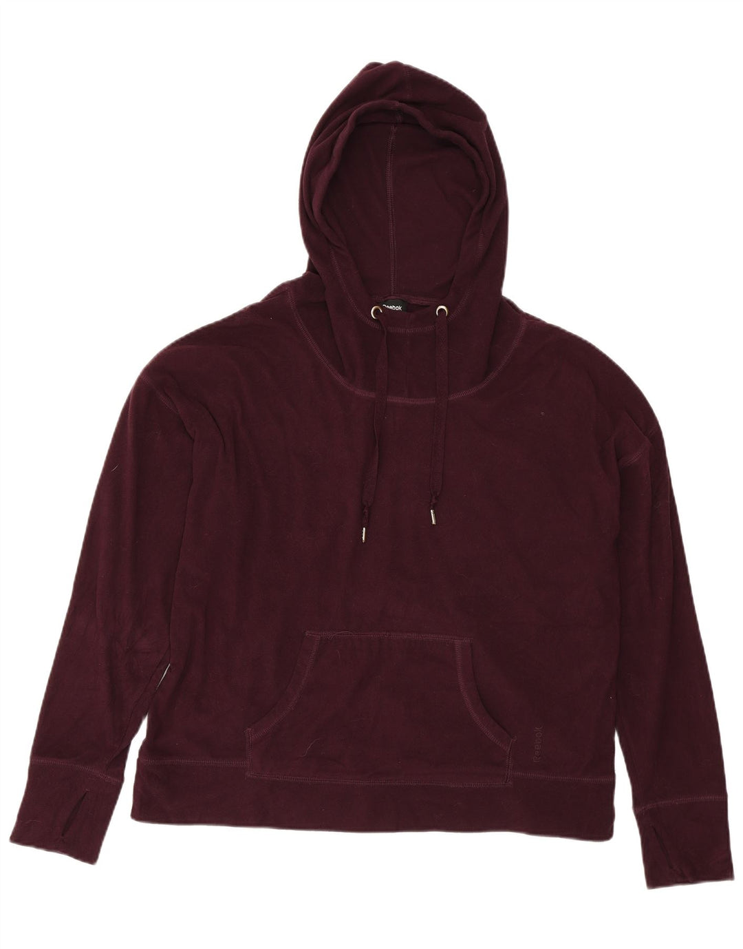 REEBOK Damen Übergroßer Kapuzen-Fleecepullover UK 14 Medium Burgund