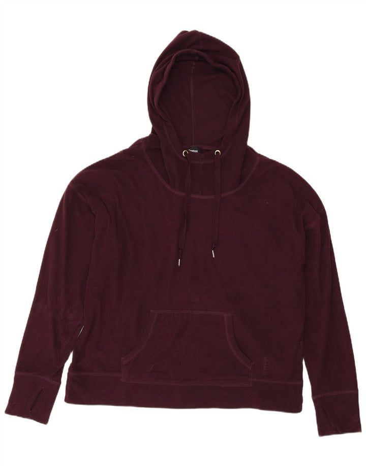REEBOK Damen Übergroßer Kapuzen-Fleecepullover UK 14 Medium Burgund