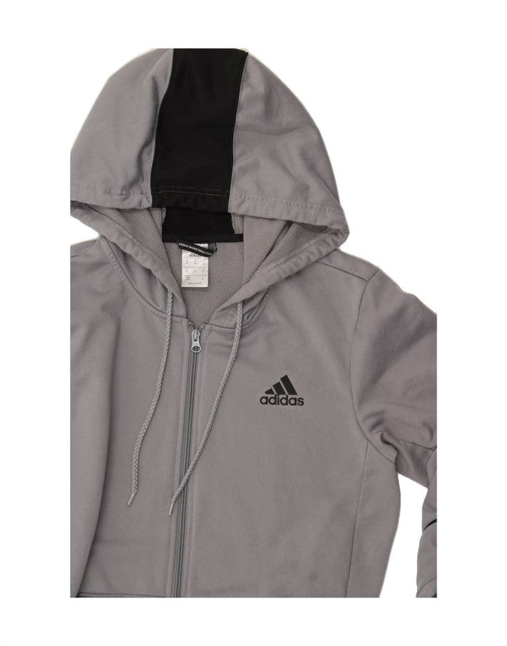 ADIDAS Mens Climawarm Zip Hoodie Sweater Medium Grey Colourblock Polyester Vintage Adidas and Second-Hand Adidas from Messina Hembry 