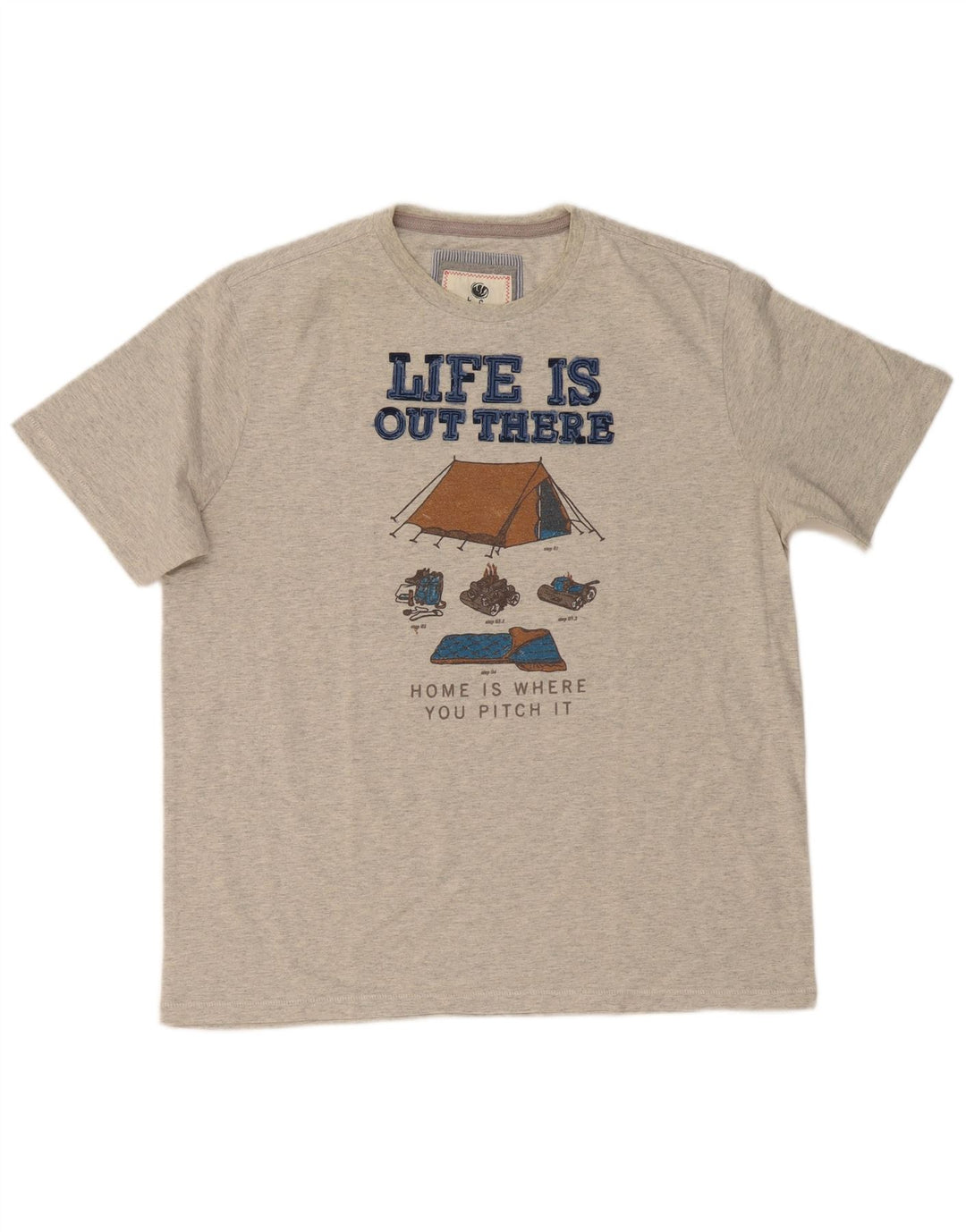 FAT FACE Herren-T-Shirt mit Grafik, groß, grau gesprenkelte Baumwolle