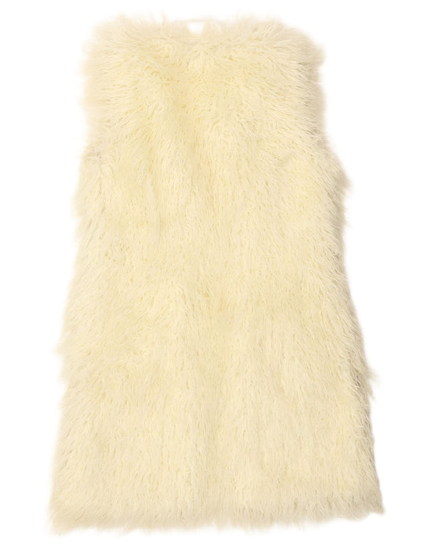 Offene Kunstpelzweste für Damen von Jayley UK 12 Medium Off White Modacryl