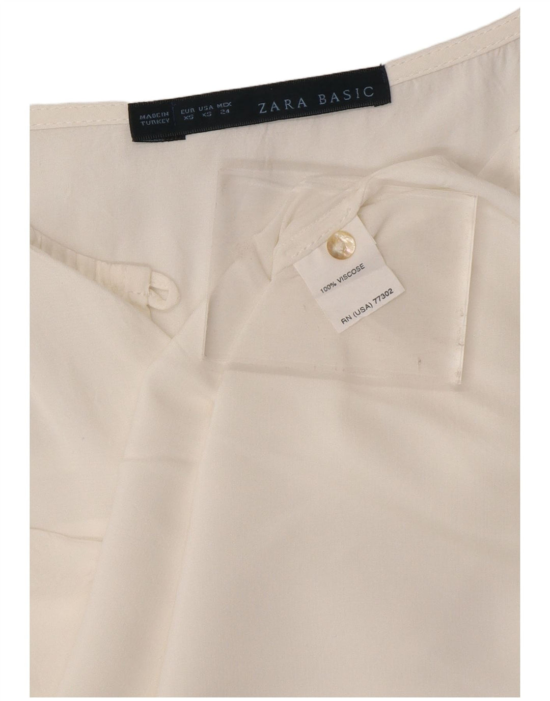 ZARA Damen Bluse Top UK 6 XS Weiße Viskose