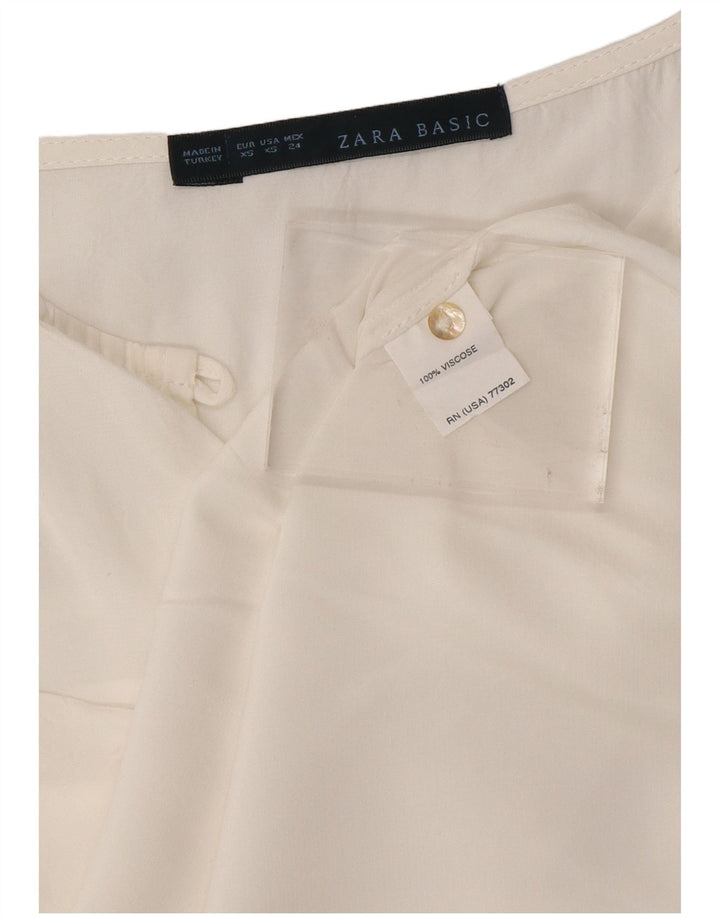 ZARA Damen Bluse Top UK 6 XS Weiße Viskose