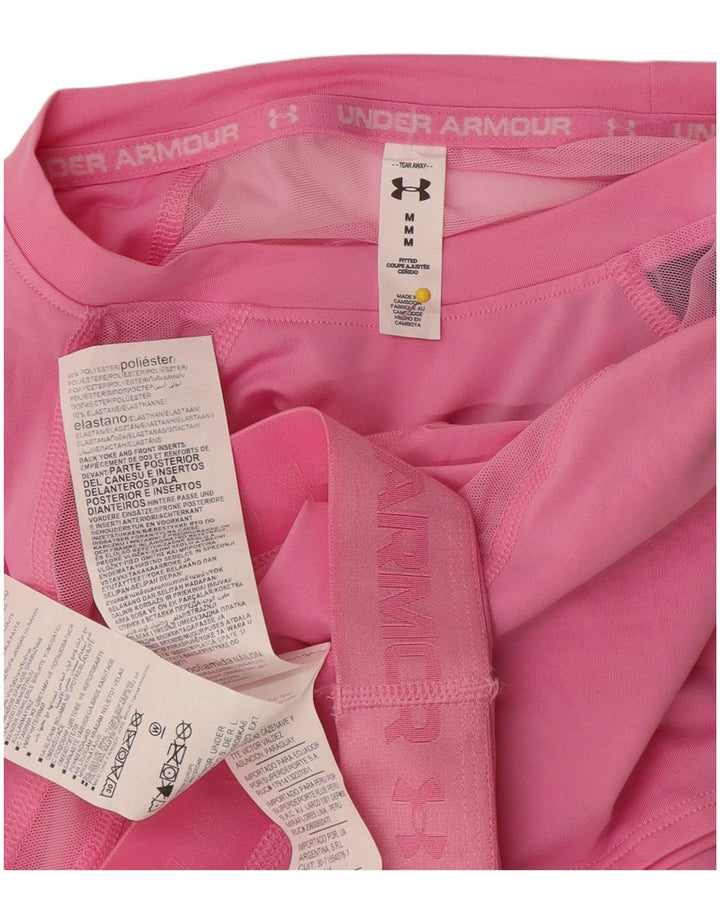 Under Armour Damen Crop Graphic T-Shirt Top UK 12 Mittelrosa Polyester