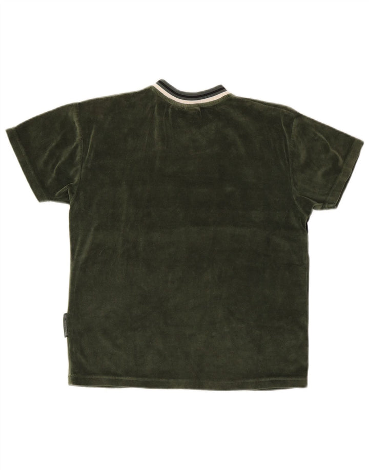 VINTAGE T-Shirt-Oberteil für Jungen, 12–13 Jahre, mittelgrüne Colourblock-Baumwolle
