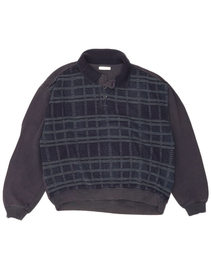 Marks & Spencer Herren-Sweatshirt mit Rollkragen, groß, marineblau kariert