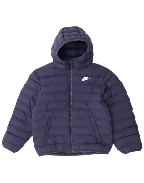 Nike Jungen-Jacke mit Kapuze, gepolstert, 12–13 Jahre, groß, marineblau, Polyester