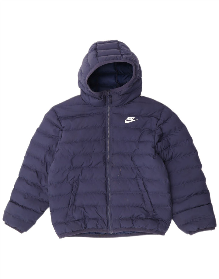 Nike Jungen-Jacke mit Kapuze, gepolstert, 12–13 Jahre, groß, marineblau, Polyester