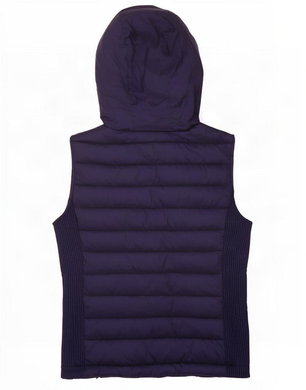 Superdry Wattierte Damen-Weste mit Kapuze, UK 6, XS, marineblaues Nylon